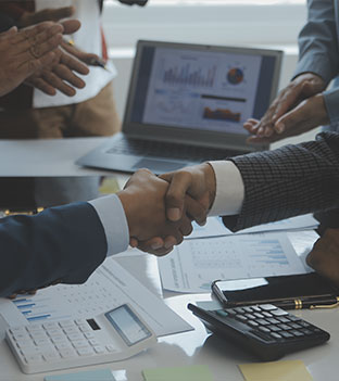 business handshake teamwork business merger acquisitionsuccessful negotiatehand shaketwo businessman shake hand with partner celebration partnership business deal concept